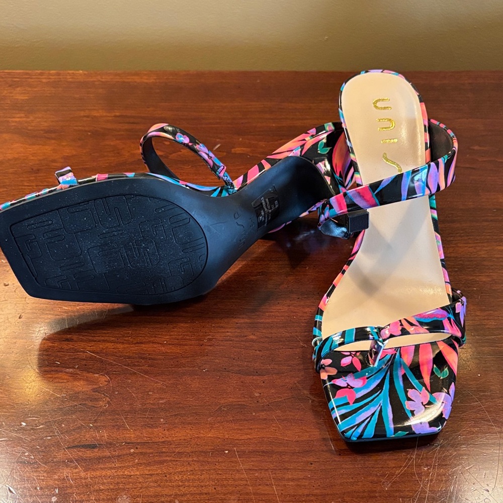 Unisa Black and Pink Strappy Heels